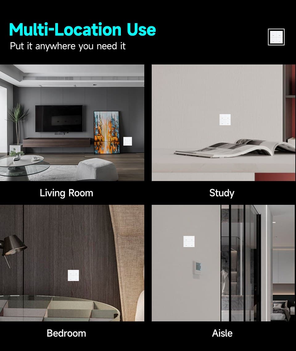 Бездротовий Zigbee-вимикач сцен Tuya 86×86 на 4 клавіші — мініатюра 4