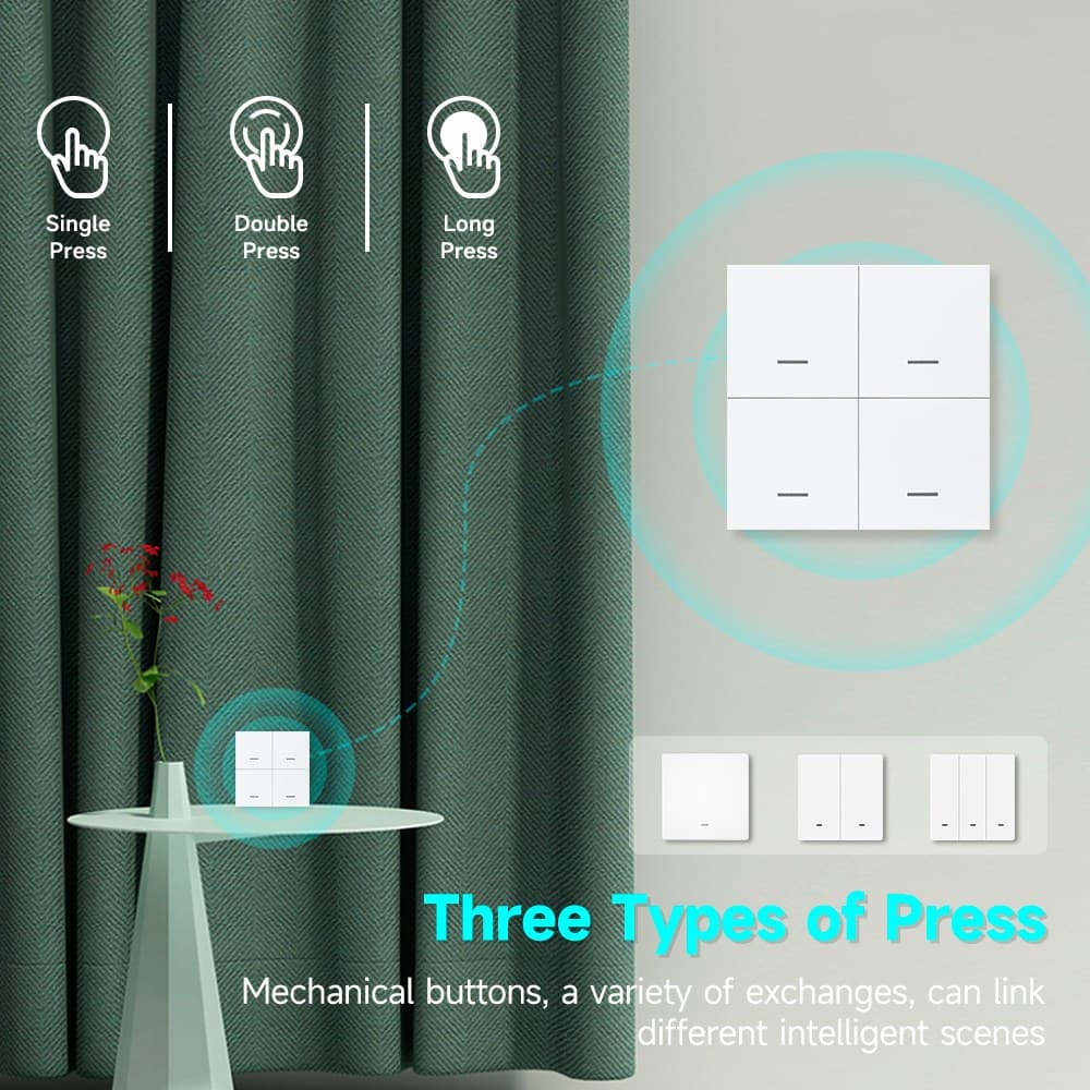 Бездротовий Zigbee-вимикач сцен Tuya 86×86 на 4 клавіші — мініатюра 5