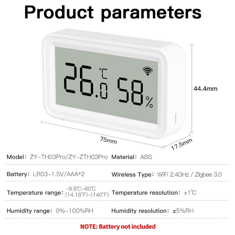 Датчик температури й вологості Tuya з LCD (Wi-Fi) — мініатюра 10