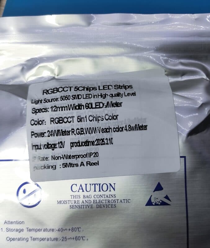 Світлодіодна стрічка RGBCCT 60 LED/м (12V, IP20) — мініатюра 2