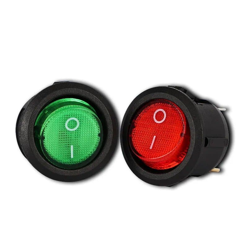 Вимикач круглий 220V 6A (red/green) — мініатюра 2